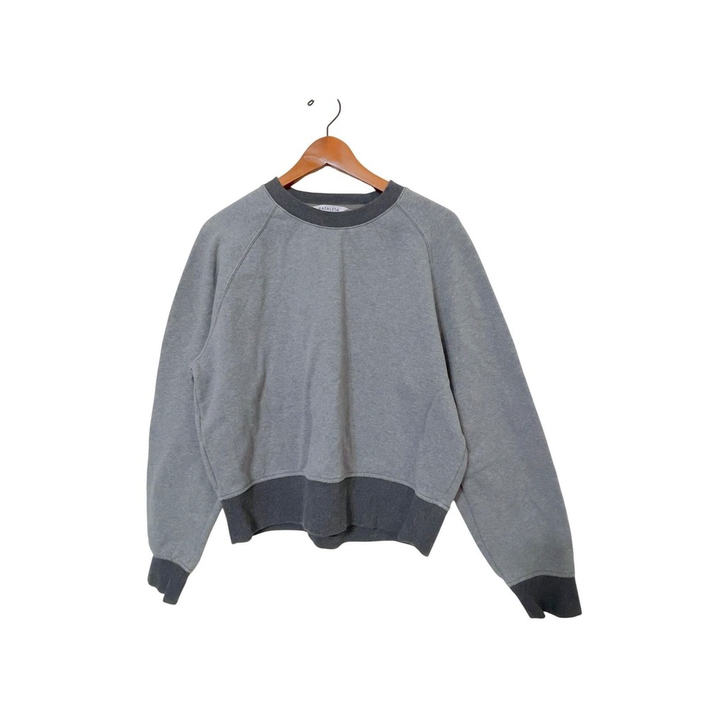 Athleta Women Gray Crewneck Sweatshirt Size M Raglan Sleeve Cropped Pullover